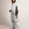 Distressed slim-fit women’s T-shirt in white