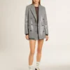 Double-breasted wool boyfriend jacket in micro houndstooth and sequins