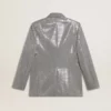 Double-breasted wool boyfriend jacket in micro houndstooth and sequins
