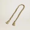 Dove-gray braided fabric charm with brass chain