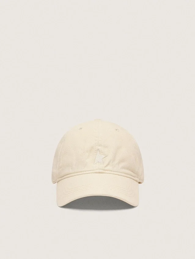 Ecru baseball cap with tone-on-tone embroidered star