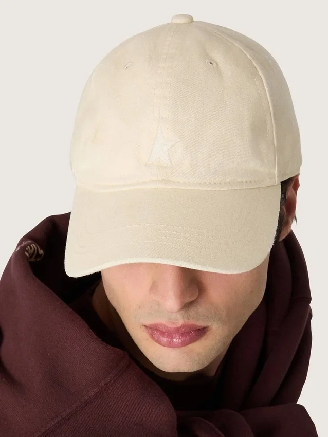 Ecru baseball cap with tone-on-tone embroidered star