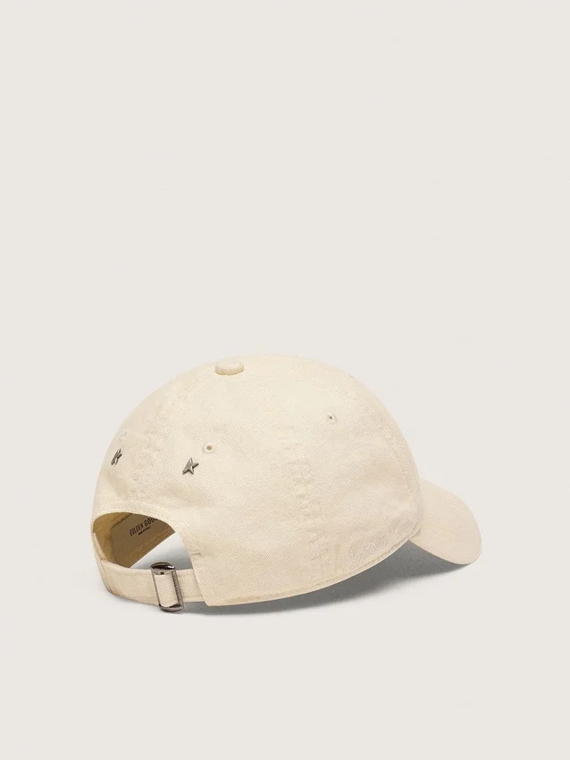 Ecru baseball cap with tone-on-tone embroidered star