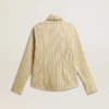 Ecru shirt with stripes and embroidered crystals
