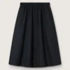Flared skirt in black technical nylon