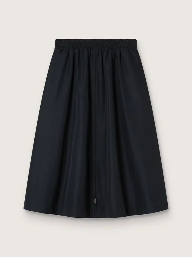 Flared skirt in black technical nylon
