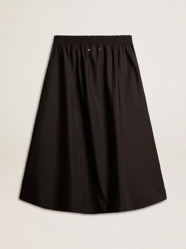 Flared skirt in black technical nylon