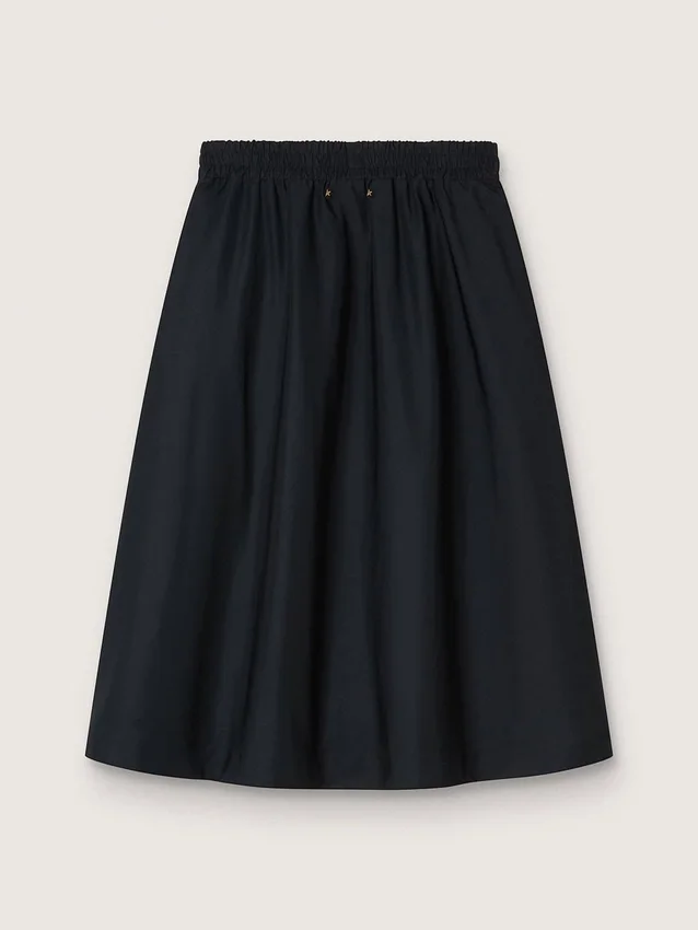 Flared skirt in black technical nylon
