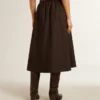 Flared skirt in black technical nylon