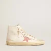Francy in cream nappa with pink crocodile-print leather star