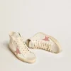 Francy in cream nappa with pink crocodile-print leather star