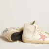 Francy in cream nappa with pink crocodile-print leather star