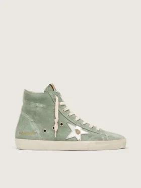 Francy in green suede with silver metallic leather star