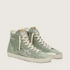 Francy in green suede with silver metallic leather star