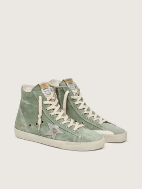 Francy in green suede with silver metallic leather star