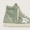 Francy in green suede with silver metallic leather star