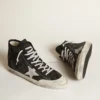 Francy Penstar in black canvas with white suede star and black suede heel tab