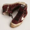 Francy Penstar in burgundy glitter with white leather star