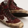 Francy Penstar in burgundy glitter with white leather star