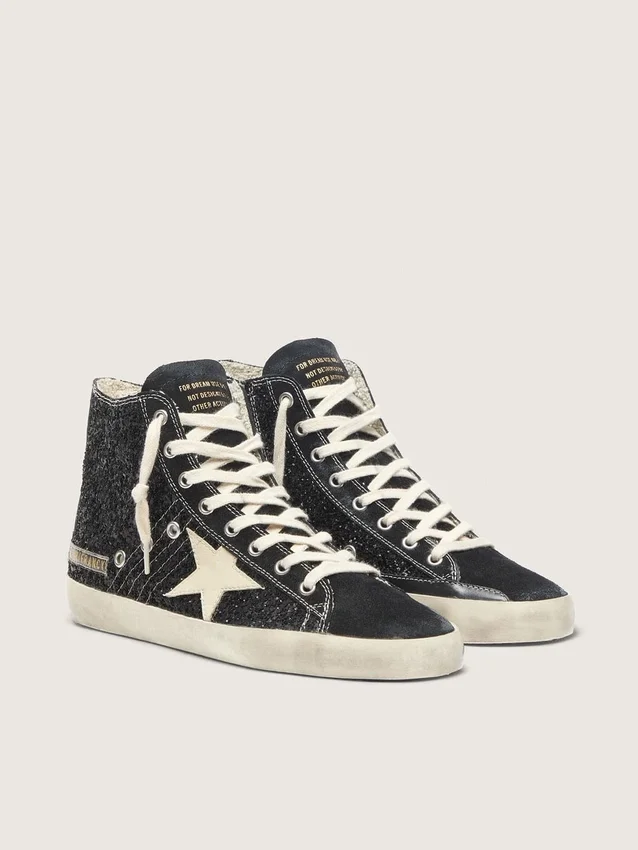 Francy Penstar in glitter with ivory star and black heel tab