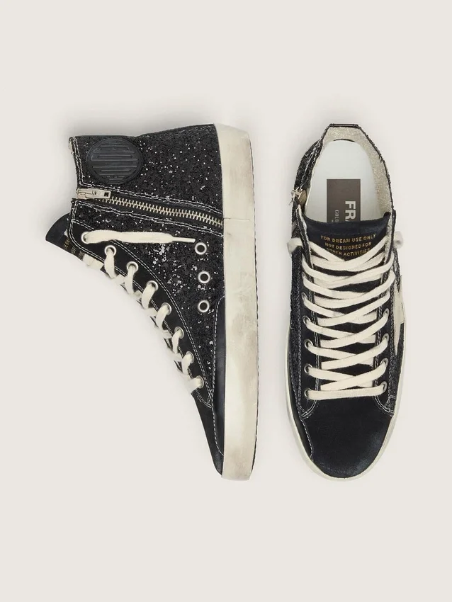 Francy Penstar in glitter with ivory star and black heel tab