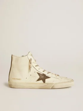 Francy Penstar in nappa with black suede star and cotton heel tab