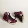 Francy sneakers with sequins and handwritten lettering on the outsole