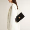 Gioia Bag in black boarded leather with gold details