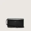Gioia Bag in black boarded leather with gold details