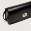 Gioia Bag in black boarded leather with gold details