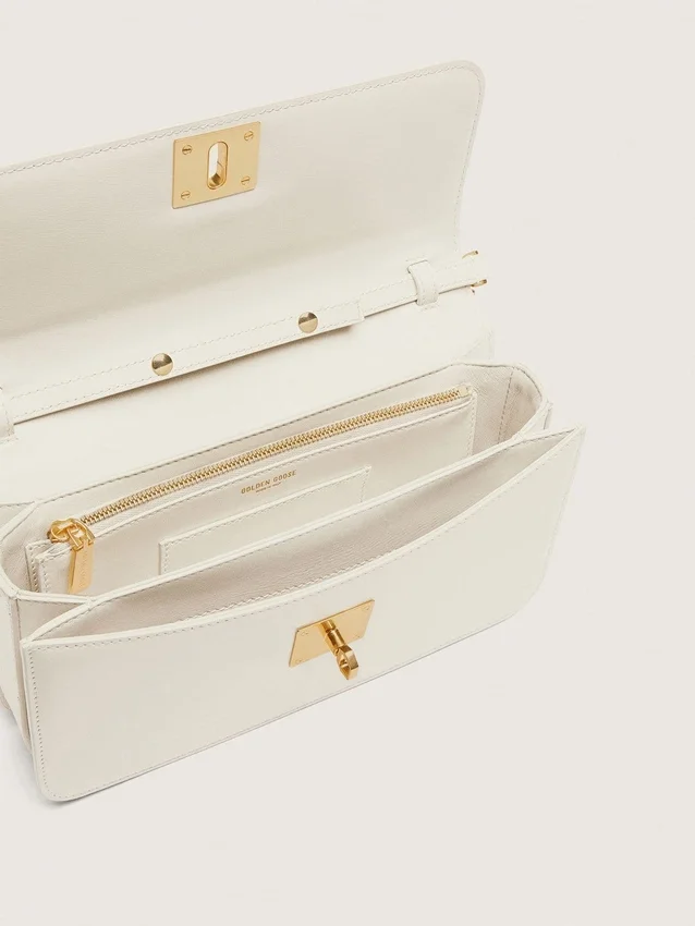 Gioia Bag in butter-colored boarded leather with gold details