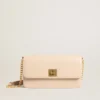 Gioia Bag in pale pink boarded leather with gold details