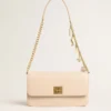 Gioia Bag in pale pink boarded leather with gold details
