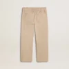 Girls' beige cotton pants with embroidery