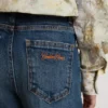 Girls' bootcut jeans with a medium wash and embroidery