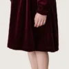 Girls’ burgundy velvet-effect dress with embroidery on the front