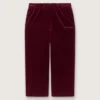 Girls’ burgundy velvet-effect pants with rear pocket