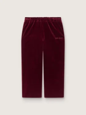 Girls’ burgundy velvet-effect pants with rear pocket