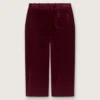 Girls’ burgundy velvet-effect pants with rear pocket