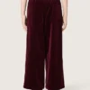 Girls’ burgundy velvet-effect pants with rear pocket