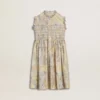 Girls' cotton midi dress with multicolor floral print