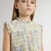 Girls' cotton midi dress with multicolor floral print