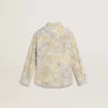 Girls' cotton shirt with multicolor floral print