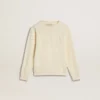 Girls’ cream-colored sweatshirt with patch writing