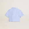 Girls' cropped shirt in striped light blue cotton