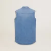 Girls' denim dress with front knot and embroidery