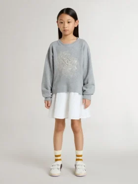 Girls’ gray and white mini dress