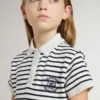 Girls' midi dress in striped cotton blend with embroidery
