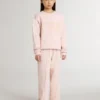 Girls' pink-colored sweatshirt with pink front lettering
