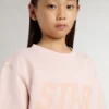 Girls' pink-colored sweatshirt with pink front lettering